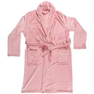 THE CONCEPT FACTORY, TX0006, weicher und eleganter Sherpa-Bademantel für Damen, optimaler Komfort, verstellbare Größe, pflegeleicht, ideal zum Entspannen und Kuscheln, Rosa-Weiß, Einheitsgröße