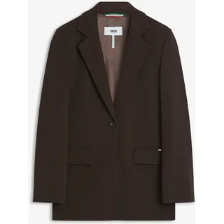 Longblazer CINQUE "CIBOARDING", Damen, Gr. 40, dunkelbraun, Web, Obermaterial: 95% Polyester, 5% Elasthan, unifarben, tailliert Po-bedeckend, Blazer Longblazer, in einreihigem Design