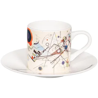 tea4chill Könitz Espresso Tasse Kandinsky Komposition 8. Kaffeetasse 65ml aus Fine Bone China Porzellan. Espressotasse modern, bunt