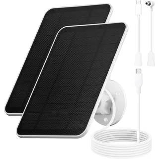 4W Solarpanel für Ring Kamera,5V Solar Ladegerät für Ring Solarmodule | Kompatibel für Ring Spotlight Cam Akku&Stick Up Cam Akku mit Barrel Plug 3m Ladekabel IP65,Kamera Solarpanel(2 Pack)