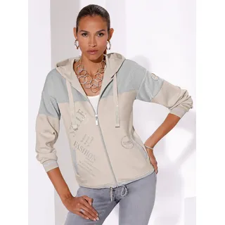 Shirtjacke CREATION L "Modal-Mix-Shirtjacke", Damen, Gr. 42, beige (silberfarben, elfenbein), 50% Modal, 44% Polyester, 6% Elasthan, Einsatz:4% Elasthan, 54% Polyester, 20% Viskose, 22% metallisierte Fasern, gemustert, unifarben, Shirts Shirtjacke