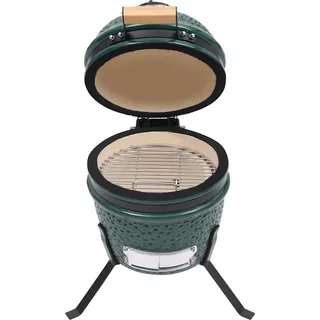vidaXL 2-in-1 Kamado-Grill Smoker Keramik 56 cm Grün - Grün