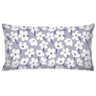 Herding Tom Tailor Renforcé-Kissenhülle, 40x80 cm, 100% Baumwolle/Renforcé, mit farbigem Reißverschluss, Fresh Flowers Lila, Weiß (Soft Lilac & Off White)