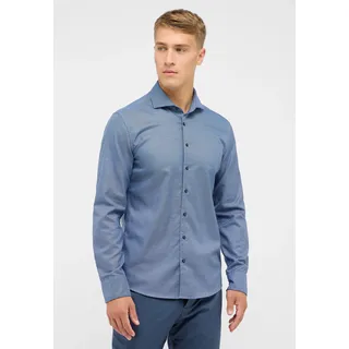 Langarmhemd ETERNA "SLIM FIT", Herren, Gr. 40, Normalgrößen, blau (dunkelblau), Twill, 100% Baumwolle, schmal, Manschette, Hemden Langarmhemd, EASY IRON (bügelleicht)