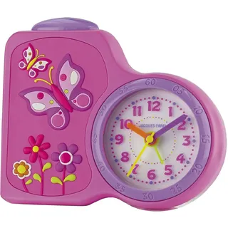 Jacques FAREL Kinderwecker Mädchen Schmetterlinge Blumen rosa pink ohne Ticken, mit Licht und Snooze ACB 711 BY