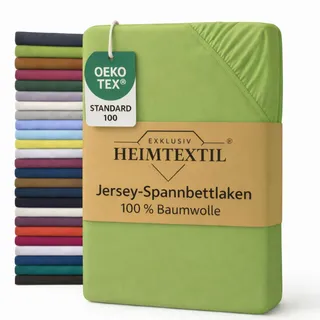 EXKLUSIV HEIMTEXTIL Jersey Spannbettlaken Premium 60 x 120-70 x 140 cm Apfelgrün 100% Baumwolle Öko - Tex Zertifiziert Bed-Sheet Bettlaken Spannbetttuch Topper Leinentuch