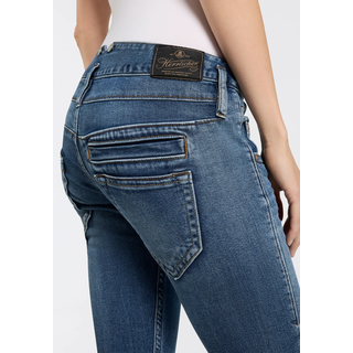Slim-fit-Jeans HERRLICHER "Pitch Slim Denim Stretch", Damen, Gr. 26, Länge 32, blau (snake blau), Denim/Jeans, Obermaterial: 98% Baumwolle, 2% Elasthan, slim fit, Jeans Slim-fit-Jeans, mit niedriger Taille