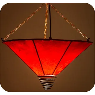 Orientalische Lampe Deckenleuchte Hängelampe marokkanische Deckenlampe Lederlampe Fuego Simple 40 cm, rot - Rot