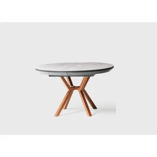 Runder Esstisch Luxus Esszimmertisch Küchentisch Grau Esszimmer Holz - Grau