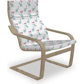 ABAKUHAUS Valentinstag Poäng Sessel Polster, Elefanten und Herz, Sitzkissen mit Stuhlkissen mit Hakenschlaufe und Reißverschluss, Hellblau und Rosa - Rosa