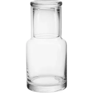 Unyqoos® Glaskaraffe mit Trinkglas – elegante Wasserkaraffe ca. 900 ml für Nachttisch, Schlafzimmer & Badezimmer, Glas als Deckel - Weiß