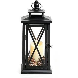 Laternen für Draußen Wetterfest 28.5cm für Balkon, Garten & Terrasse | Metall Laternen Kerzenhalter mit Glas & Aufhängung, Vielseitige Deko für Bar, Hochzeit & Party, Modern & Zeitlos