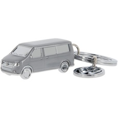 BRISA VW Collection - Volkswagen 3D Metall-Schlüssel-Anhänger-Ring-Schlüsselbund-Accessoire im T5/T6 Bulli Bus Design (Classic Bus/Grau)