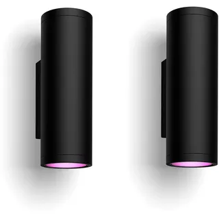 Philips Hue Appear White and Color Ambiance, Smart LED-Wandleuchte für den Außenbereich, dimmbar, bis zu 16 Mio. Farben, steuerbar via App, kompatibel mit Amazon Alexa (Echo, Echo Dot) 2er Pack