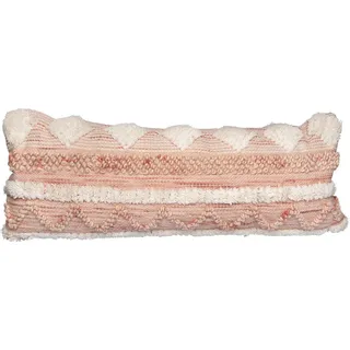 Zierkissen , Creme, Rosa , Textil , Füllung: Polyester,Polyester , rechteckig , 95x35x15 cm , ISO 9001, Care & Fair, Global Recycled Standard (Grs), GoodWeave , hochwertige Qualität, mit Fransen , Heimtextilien, Wohntextilien, Kissen, Zierkissen