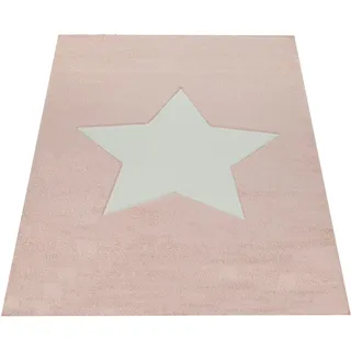 Paco Home Kinderteppich »Cosmo 397«, rechteckig, 18 mm Höhe, 3D-Design, Motiv Stern, Pastell-Farben, Kinder- und Jugendzimmer, pink