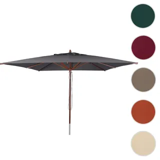 Gastronomie Holz-Sonnenschirm HWC-C57b, Gartenschirm, Polyester/Holz 29kg, eckig 4x4m Seilzug stoßsi