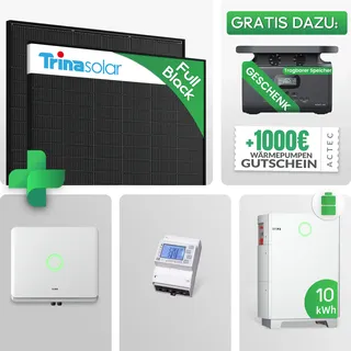 10.9 kWp PV-Komplettpaket mit 10 kWh Batterie | Trina Solar 435W Full Black