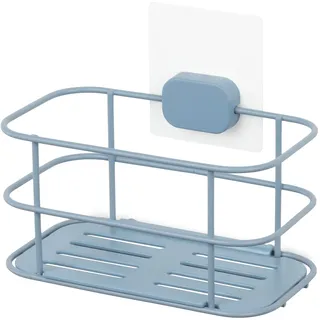 Compactor - Klebewandregal ohne Bohren, repositionierbar, Metall pulverbeschichtet, Badezimmer und Küche, 19 x 11 x 16 cm, Blau, GRENA S