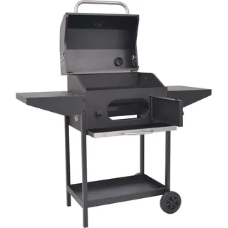 vidaXL Holzkohlegrill Smoker mit Ablage Schwarz - Schwarz