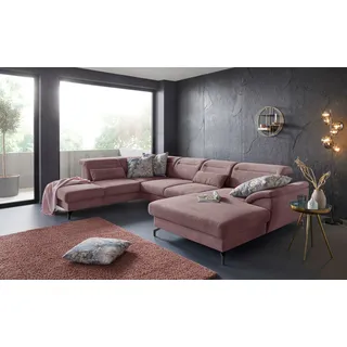 sit&more Wohnlandschaft »Percy U-Form« 12 cm Fußhöhe, Sitztiefenverstellung, wahlweise in 2 Fußfarben, lila