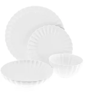 24-teiliges Geschirr-Set aus Porzellan, Tafelservice für 6 Personen mit stillvollem Design Weiß