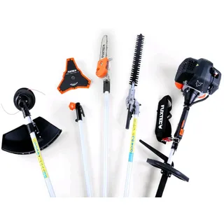 FUXTEC Benzin Motorsense FX-MT252ER • 5in1 Multitool 52ccm 3PS Kombigerät | Inklusive 1m Verlängerung • Flexible Heckenschere • Verstellbarer Hochentaster • Trimmer Fadenspule • Komfort-Tragegurt