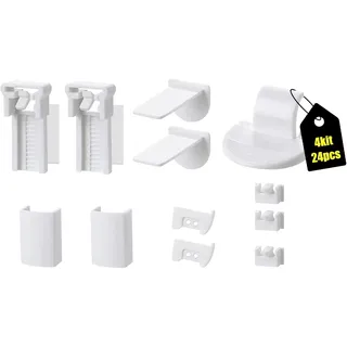 4Kit 24Stück Plissee Ersatzteile Set,Universelles Klemmträger Zubehör Klemmfix Halterung Inkl Ersatzklemmen, Montagematerial Für Jalousien, Rollos Plissees ohne Bohren