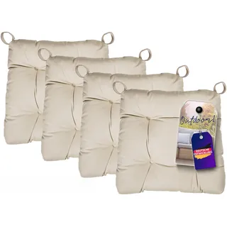 Traumnacht Premium Stuhlkissen Sitzkissen 4er Set 38x40x7 cm | Baumwollbezug | Weich & formstabil | Öko-Tex Zertifiziert | Deutscher Qualitätsstandard | Beige