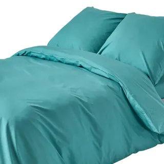 Homescapes Bettwäsche Perkal Fadendichte 200 , Grün , Textil , Rechteckig , 155x220 cm , Oeko-Tex® , Heimtextilien, Bettwäsche & Leintücher, Bettwäsche