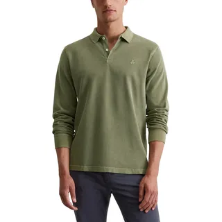 Marc O'Polo Herren Langarm-Poloshirt aus Bio-Baumwolle Regular Fit, Grün (Olive), L