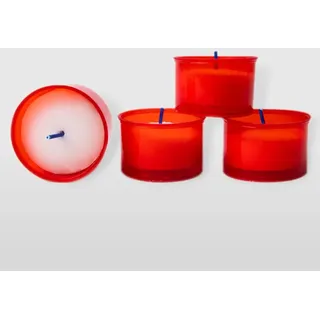 La Briantina Set mit 4 Grabwachswürfen, Farbe Rot, 3,5 x Ø 5,2 cm, 4 Stück, Brenndauer 11 Stunden