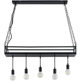 Lindby Pendelleuchte Kirista (Retro, Vintage Antik) in Schwarz aus Metall (5 flammig E27) - Deckenlampe Esstischlampe Hängelampe Hängeleuchte Wohnzimmerleuchte