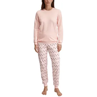 CALIDA Midnight Flowers Bündchen-Pyjama Damen, aus 100% Dicker Baumwolle
