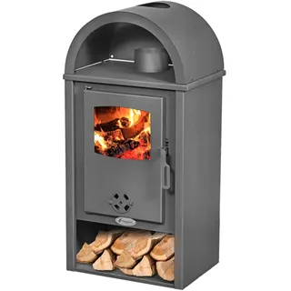 Sannover Holzofen Dikar 10 kW - Keramikbefeuerung, Natürliche Entlüftung, Schwarz, Modern, Wohnzimmer, Freistehend, Sauberes Glassystem, Feuerungssicherheit