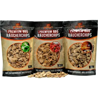 XL Premium Räucherchips Mix - sehr rauchaktives Räucherholz / Holzhackschnitzel - Vorteilspack 3er Set
