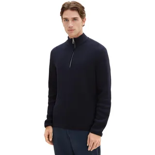 TOM TAILOR Herren Mouliné Strick-Pullover mit Troyer-Kragen