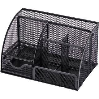 RICOO Schreibtisch Organizer 6 Ablagen B001-B Büro Desk Organizer mit Schublade Stiftehalter Mesh Metall Büro Organizer Office Stifte Platzsparende Organisation, Stiftebox, Stiftebecher