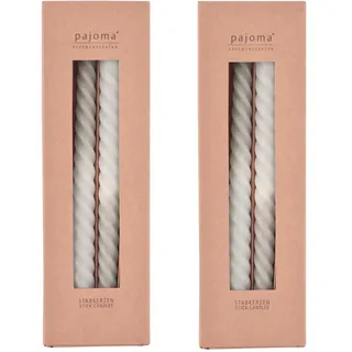 pajoma® Gedrehte Stabkerzen Grau-Beige 8 Stück | Hochwertige Drehkerzen - 45g Wachsgewicht, ca. 5 Std. Brenndauer, 250 x 20 mm | Premium Spiralkerzen, Twisted Kerzen, Wendekerzen