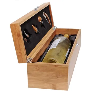 CASE Elegance Wein Geschenk Box - Weinzubehör für 0,7 Liter Flaschen - Dekantierset Sommelier Set - Weinkiste Geschenkset Weinkoffer (Weinbox)