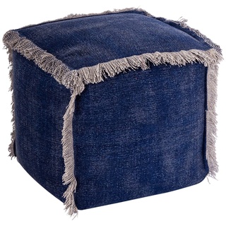 kreatives Wohnen Sitzpouf 40x40x40 cm Sitzwürfel Sitzpuff Bodenkissen Fußhocker Stonewashed-Optik Jeans blau Sitzhocker