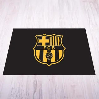 Licensed Décor FC Barcelona Matte – Extra groß (200 cm (B) x 150 cm (H) – gelbes Wappen auf Schwarz