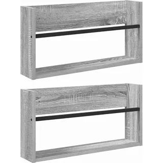 vidaXL Magazinregal 2 pcs Graues Sonoma 60 x 12 x 30 cm Holzwerkstoff - Grau