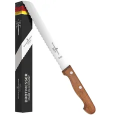 Schwertkrone Brotmesser mit Wellenschliff und Buchenholzgriff - Edelstahl 20cm Klinge, Solinger Qualität, Robust & Langlebig
