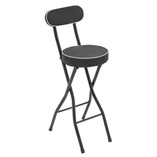2er Set Barhocker - Klappbarer Hocker - Gepolsterte Sitzfläche und Rückenlehne - 65 cm Sitzhöhe - Für Innen und Außen, Camping und Grill - Schwarz - Schwarz