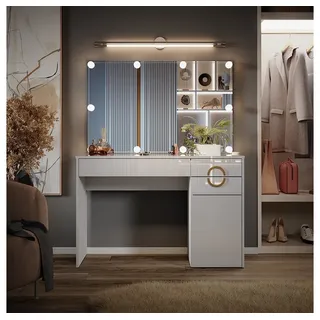 Vicco Schminktisch Adela Weiß 115 cm mit LED Beleuchtung
