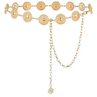 ZILZUFA Damen Kettengürtel taillenkette Türkis Taille Gürtel Verstellbarer Metall Western Cowgirl Gürtel für Kleid