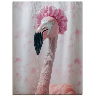 Artland Wandbild "Flamingo unter der Dusche" 1 Stk. tlg. als Alubild, Leinwandbild, Poster, Wandaufkleber in verschied. Größen, farbe bild(er): pink