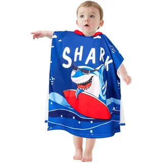 BTNEEU Badeponcho Kinder Badetücher mit Kapuze Poncho Handtücher Mikrofaser Strandtücher Duschtücher Ultra Saugfähig Bademantel Cartoon Schwimmen Handtuch Surfponcho für Jungen Mädchen 2-6 Jahre