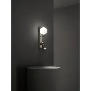 Fog - Nachttisch-Wandleuchte mit USB und USB-C, 3 W LED + G9, weiße Kugel, 3000 K, verstellbarer Körper, Glasdiffusor - Perenz - Grau